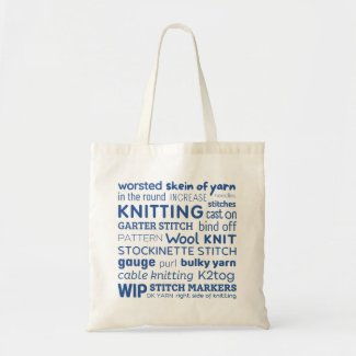 Knitting Tote Bag - Knitter's Word Collage