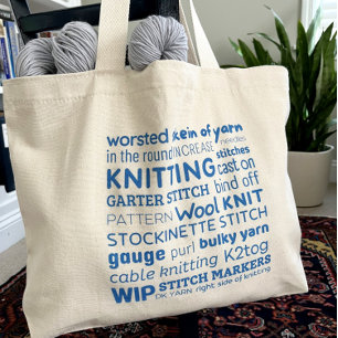 Knitting Tote Bag - Knitter's Word Collage