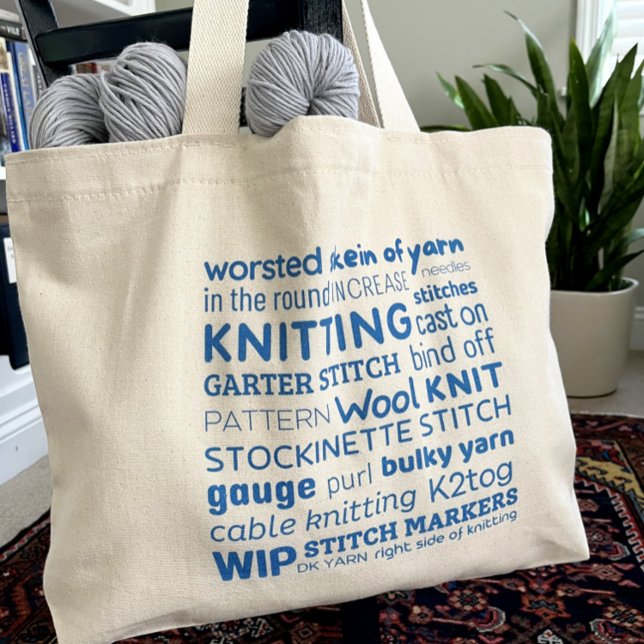 Knitting Tote Bag - Knitter's Word Collage (Creator Uploaded)