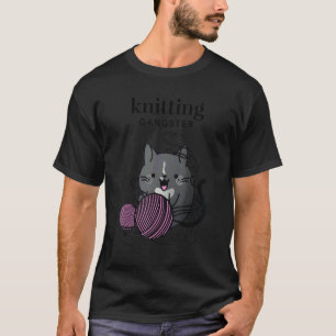 Knitting Tuxedo Cat Knitting T-Shirt