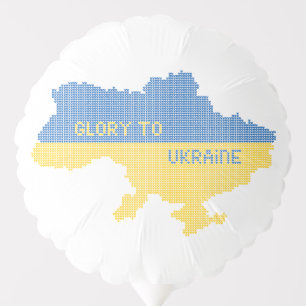Knitting Ukrainian state map text Glory to Ukraine Balloon
