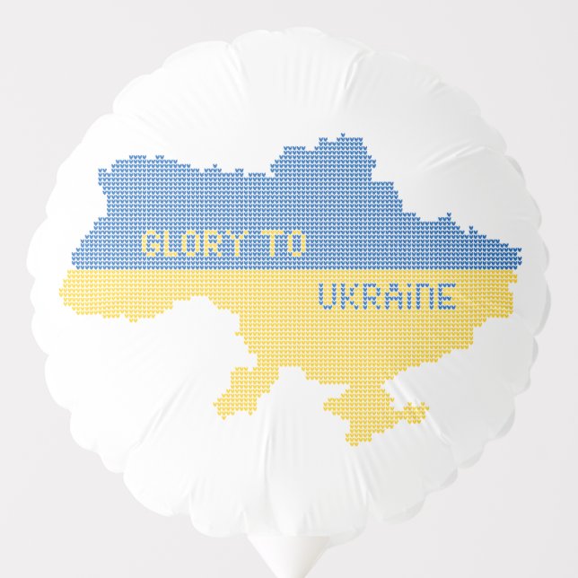 Knitting Ukrainian state map text Glory to Ukraine Balloon (Front)