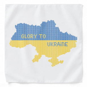 Knitting Ukrainian state map text Glory to Ukraine Bandana
