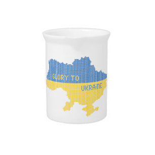 Knitting Ukrainian state map text Glory to Ukraine Beverage Pitcher
