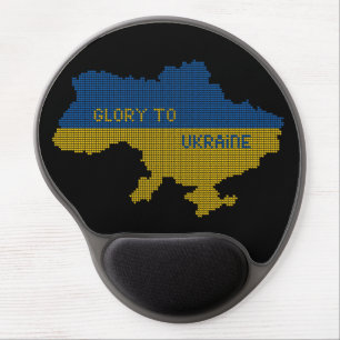 Knitting Ukrainian state map text Glory to Ukraine Gel Mouse Pad