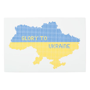 Knitting Ukrainian state map text Glory to Ukraine Metal Print