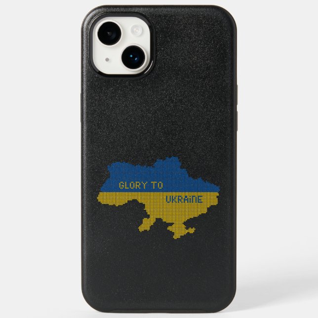 Knitting Ukrainian state map text Glory to Ukraine Otterbox iPhone Case (Back)