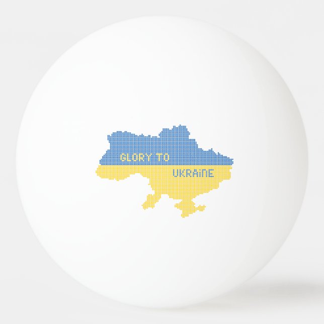 Knitting Ukrainian state map text Glory to Ukraine Ping Pong Ball (Front)