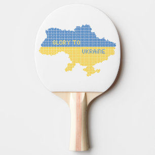 Knitting Ukrainian state map text Glory to Ukraine Ping Pong Paddle
