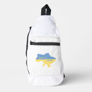 Knitting Ukrainian state map text Glory to Ukraine Sling Bag