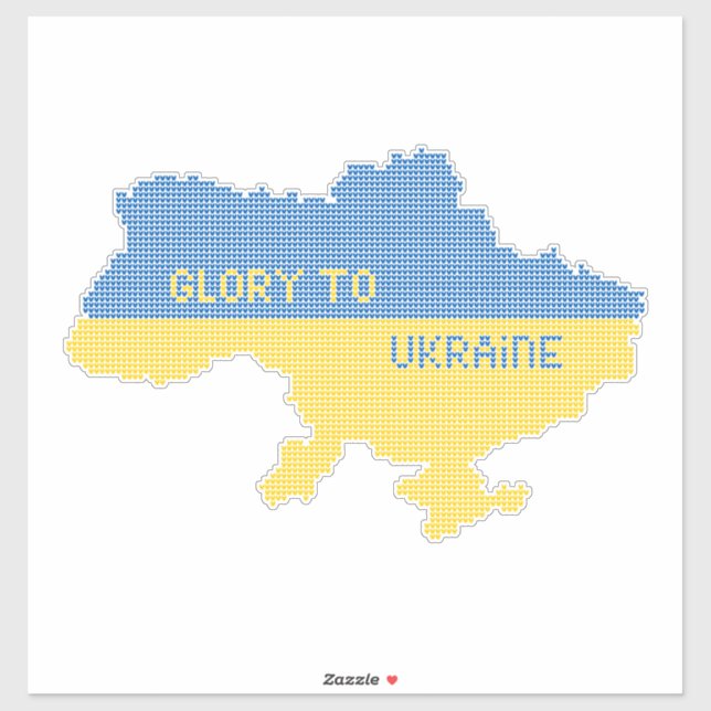 Knitting Ukrainian state map text Glory to Ukraine Sticker (Sheet)