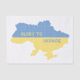 Knitting Ukrainian state map text Glory to Ukraine Tissue Paper
