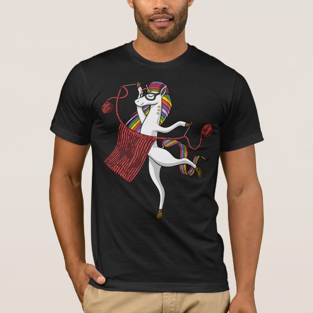 Knitting Unicorn Mom Magical Yarn Knitter T-Shirt (Front)