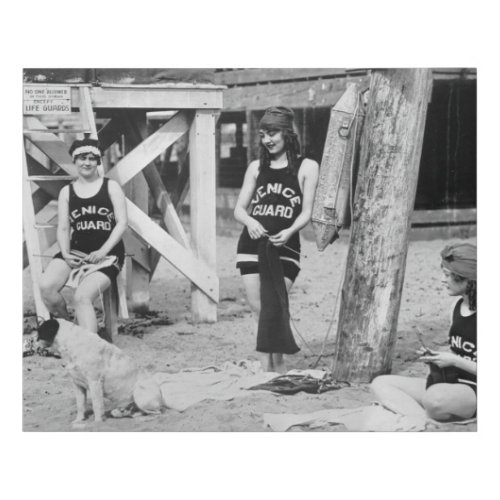 Knitting Venice Lifeguards early 1900s Faux Canvas Print