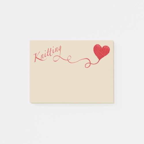 Knitting with Heart Yarn in Red Post_it Notes