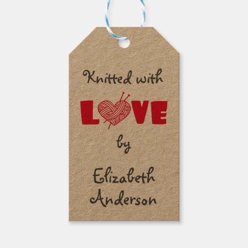 Knitting with love by Custom Name Gift Tags