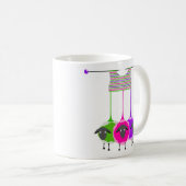 Knitting with Sheep in Green, Pink & Purple Design Coffee Mug (Front Right)