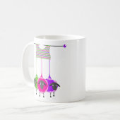 Knitting with Sheep in Green, Pink & Purple Design Coffee Mug (Front Left)