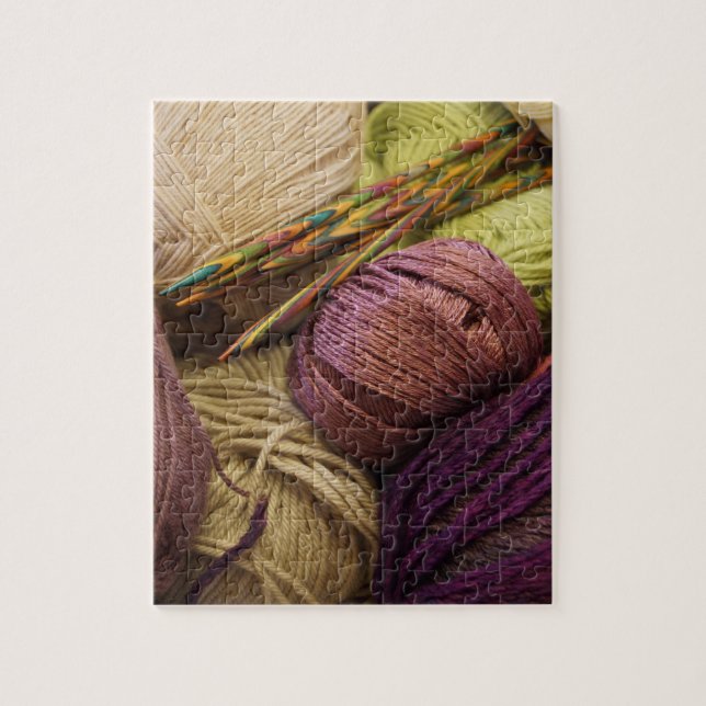 Knitting with Wool Yarn Jigsaw Puzzle (Vertical)