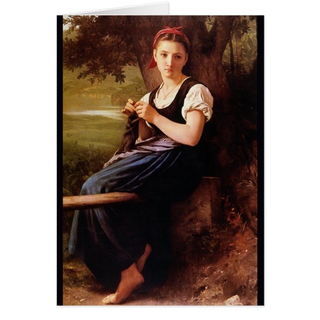 Knitting Woman by William-Adolphe Bouguereau Cards (Front)