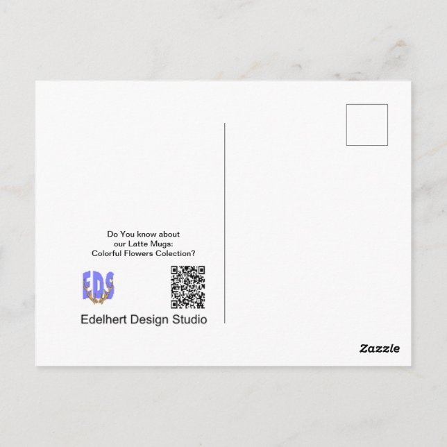 Knitting Woman on Daffodils Mug Coffee Postcard (Back)