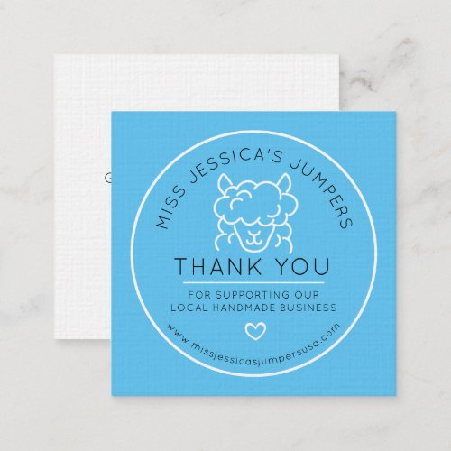 Knitting wool alpaca logo blue Thank you Loyalty Card