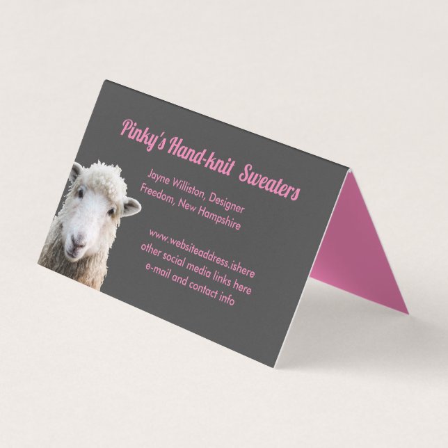 Knitting Wool Lamb Sheep Business Card (Front)