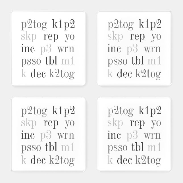KNITTING WORDS Acrylic Coasters (Set)