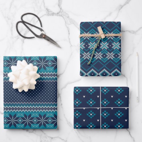 Knitting Wrapping Paper Set of 3