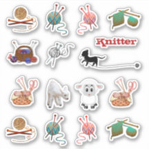 Knitting Yarn Fiber Arts Scrapbook Shaped Stickers