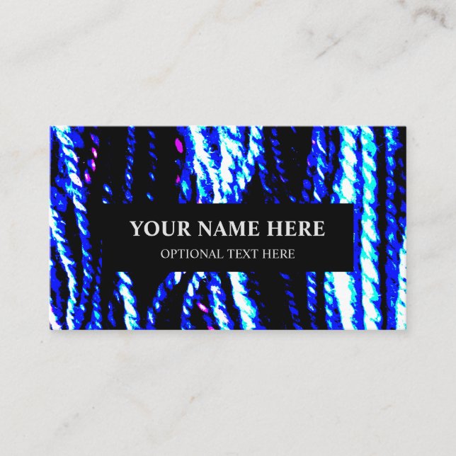 Knitting Yarn Handspun Texture Abstract Blue Business Card (Front)