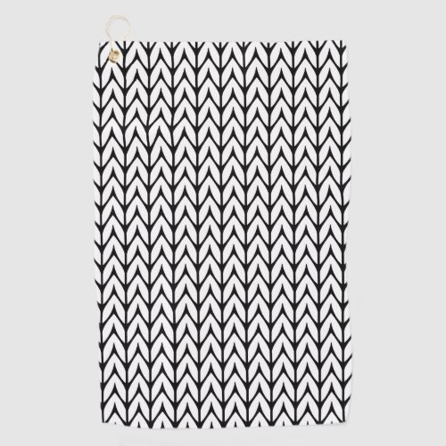 Knitting Yarn Pattern Black and White Decor on a Golf Towel