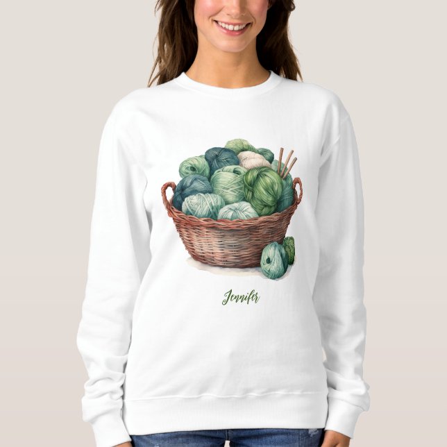 Knitting Yarn Personalzed Sweatshirt Knitter Gift (Front)