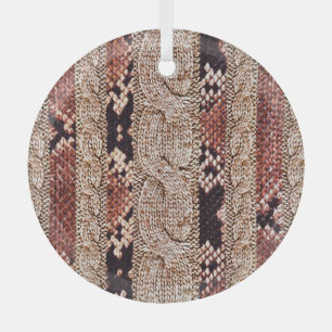 Knitwear texture, geometric snake pattern. glass ornament