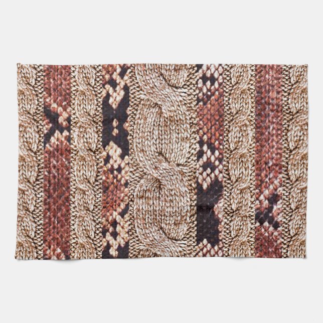 Knitwear texture, geometric snake pattern. kitchen towel (Horizontal)