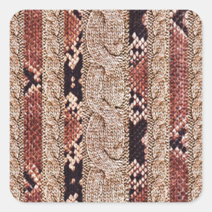 Knitwear texture, geometric snake pattern. square sticker