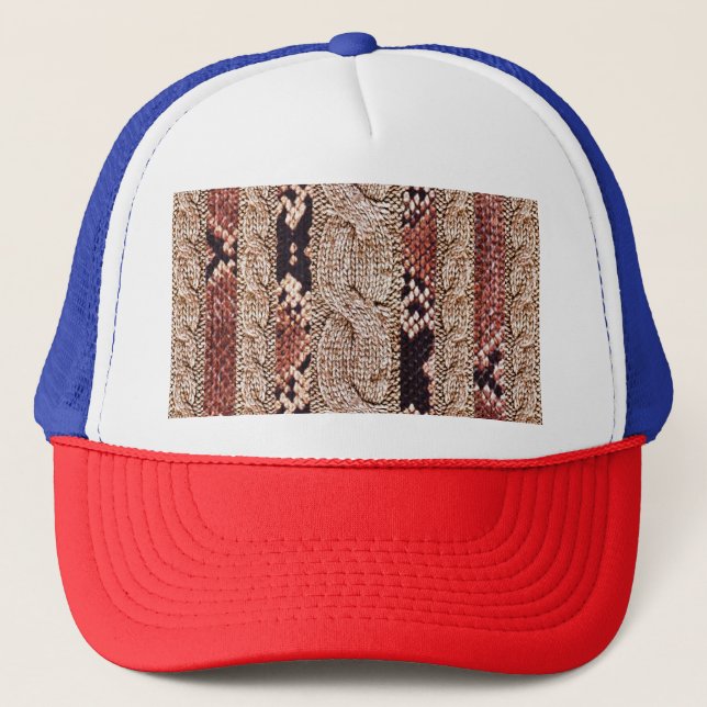 Knitwear texture, geometric snake pattern. trucker hat (Front)