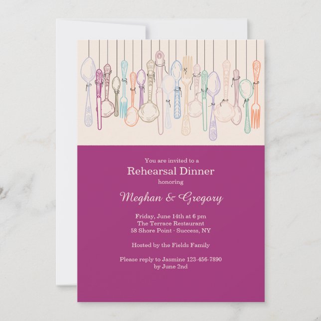 Knives, Forks and Spoons U-Pick Color Invitation (Front)