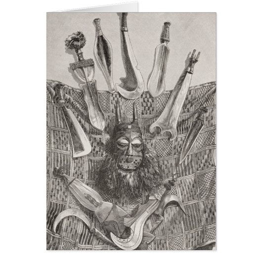 Knives, mask and mat from Upper Congo Cards (Front)