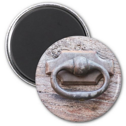 knob on old wooden door  magnet