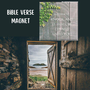 Knock And The Door Will Open Bible Verse Magnet