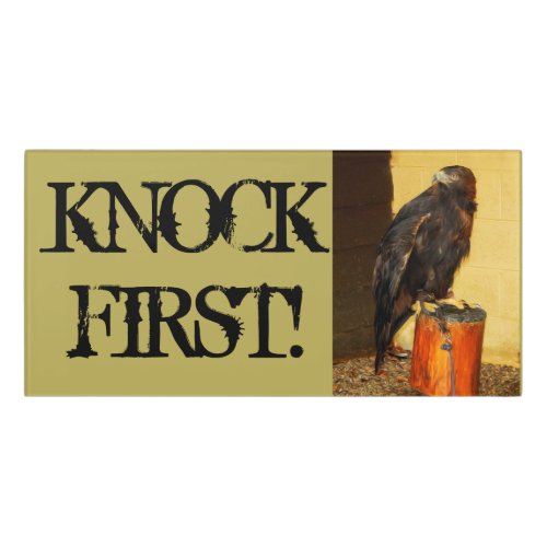 Knock First door sign