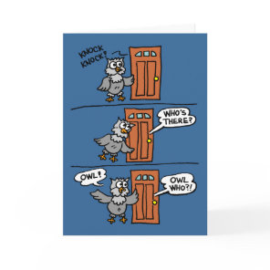 Knock Knock Halloween Cartoon Owl Kids Greeting Card