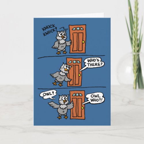 Knock Knock Halloween Cartoon Owl Kids Greeting Card