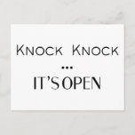 Knock Knock It&#39;s Open Postcard at Zazzle