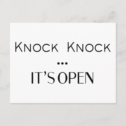 Knock Knock Its Open Postcard