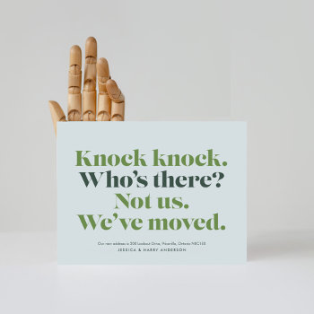 Knock Knock Moving Announcement Postcard by StaceyDesign at Zazzle