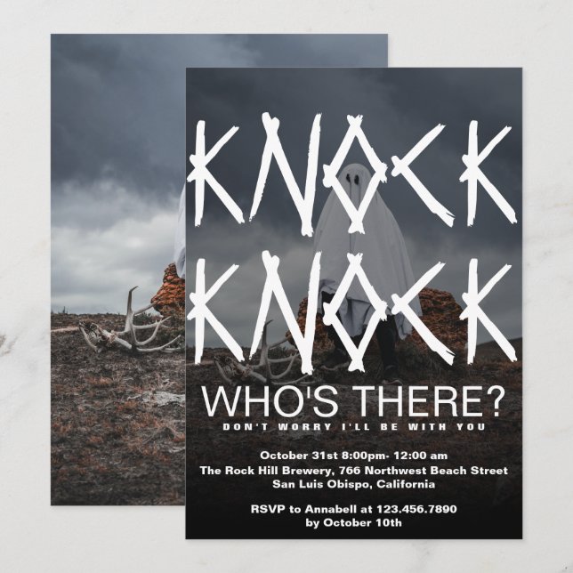 Knock Knock Who's There Photo Halloween Invitation (Front/Back)