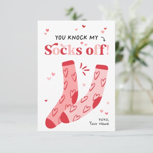 Knock My Socks Off Kids Classroom Valentine Card