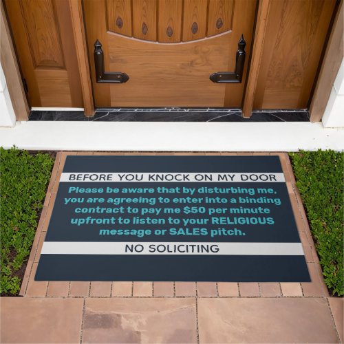 Knock On My Door Binding Contract No Soliciting Doormat